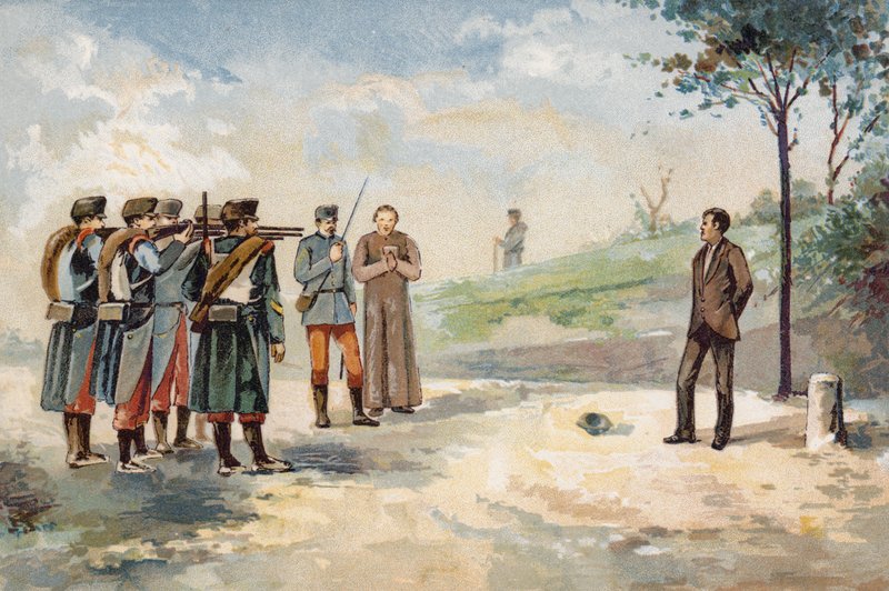 रिपब्लिकन क्रांतिकारी फ्रोइलन कार्वाजल, स्पेन, 1869 की फायरिंग दस्ते द्वारा निष्पादन द्वारा स्पेनिश स्कूल