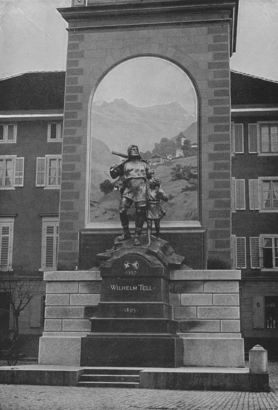 Altdorf, La Statue de Guillaume बताओ (b/w फोटो) द्वारा स्विस फोटोग्राफर