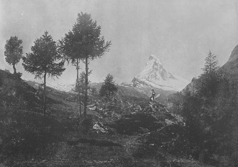 अल्पाइन लैंडस्केप और मैटरहॉर्न (बी / डब्ल्यू फोटो) द्वारा स्विस फोटोग्राफर