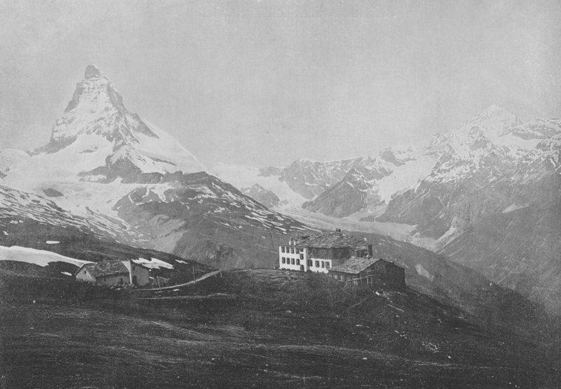 रायफेलबर्ग, मैटरहॉर्न और डेंट-ब्लांच (बी/डब्ल्यू फोटो) द्वारा स्विस फोटोग्राफर