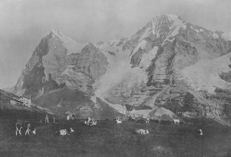 Wengernalp, Eiger et Monch (b/w फोटो) द्वारा स्विस फोटोग्राफर
