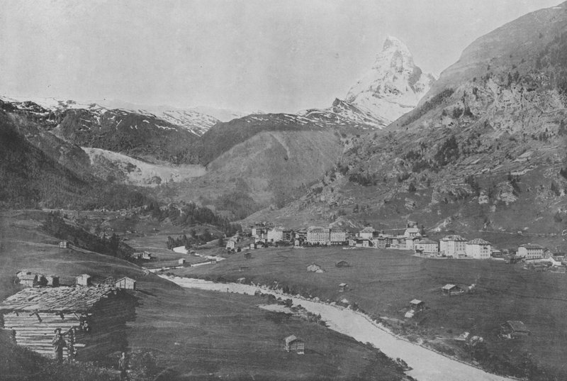 जर्मेट और मैटरहॉर्न (बी/डब्ल्यू फोटो) द्वारा स्विस फोटोग्राफर