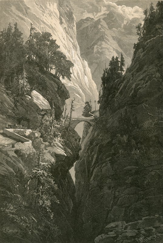 Coire से Splugen के लिए सड़क पर Via माला पर दृश्य द्वारा स्विस स्कूल