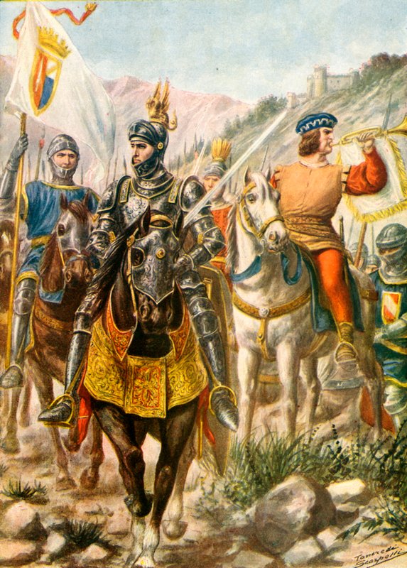 14 वीं और 15 वीं शताब्दी के लोम्बार्डियन सैनिक द्वारा टेंक्रेडी स्कार्पेलि