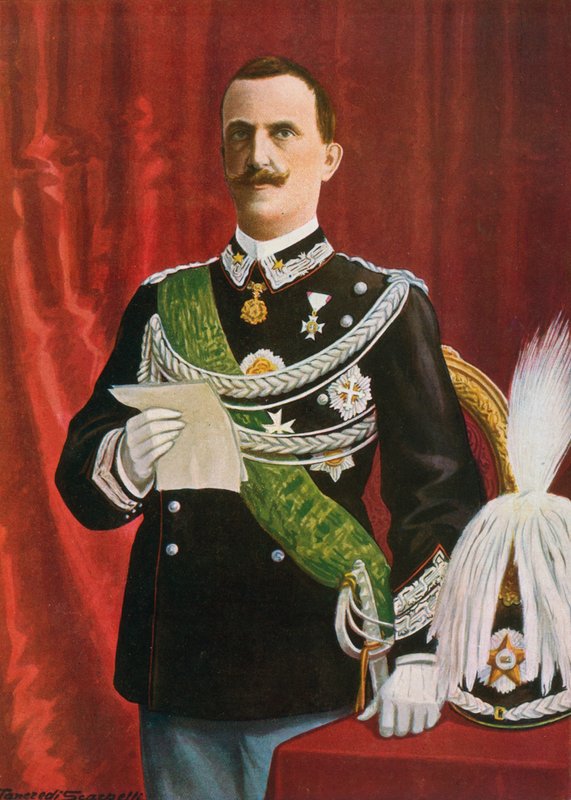 विटोरियो एमानुएल III पढ़ना, 1900 द्वारा टेंक्रेडी स्कार्पेलि