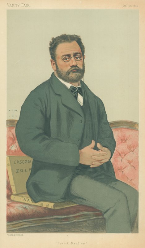 एम एमिल ज़ोला, फ्रांसीसी यथार्थवाद, 24 जनवरी 1880, वैनिटी फेयर कार्टून द्वारा Theobald Chartran