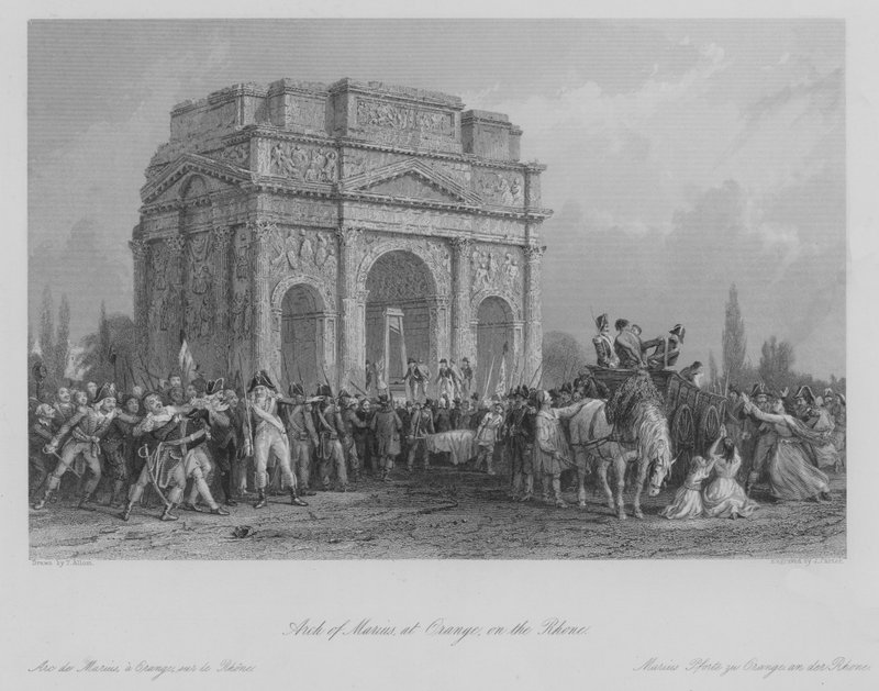 आर्क ऑफ मारियस, ऑरेंज में, रोन पर (उत्कीर्णन) द्वारा थॉमस (बाद) अलोम