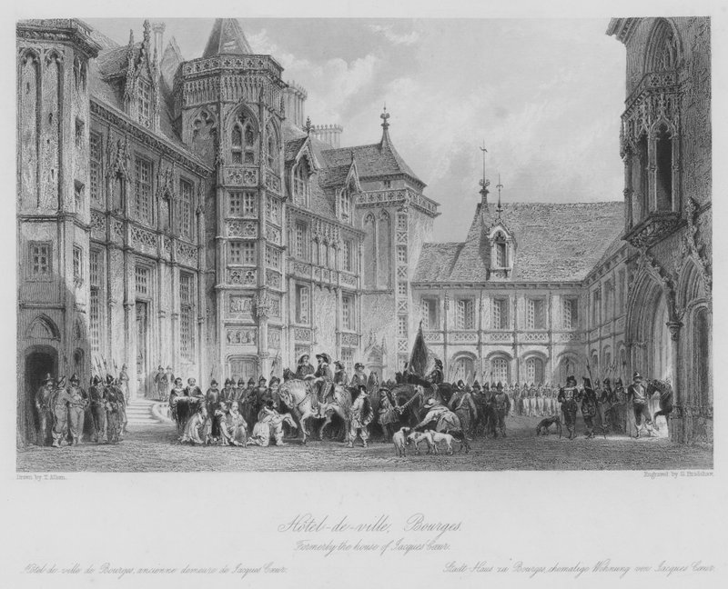 Hotel-de-ville, Bourges, पूर्व में Jacques Coeur (उत्कीर्णन) का घर द्वारा थॉमस (बाद) अलोम
