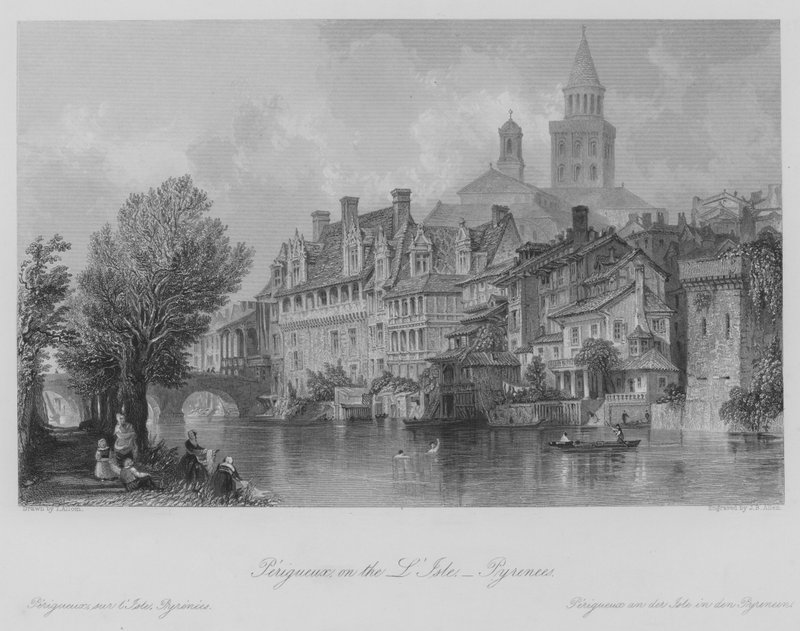 Perigueux, L'Isle पर, Pyrenees (उत्कीर्णन) द्वारा थॉमस (बाद) अलोम