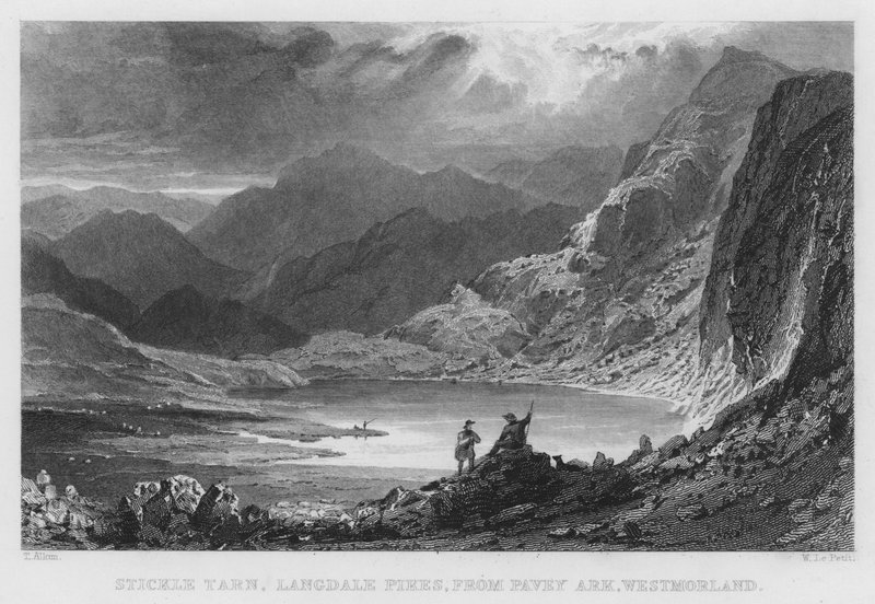 पावे आर्क, वेस्टमोरलैंड (उत्कीर्णन) से स्टिकल टार्न, लैंगडेल पाइक्स द्वारा थॉमस (बाद) अलोम