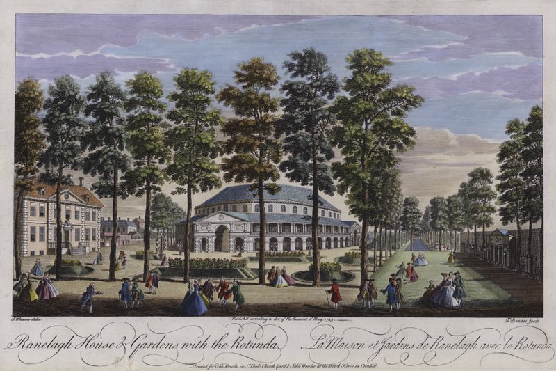 रानेलघ हाउस एंड गार्डन विथ रोटुंडा, लंदन, 1745 द्वारा थॉमस बाउल्स