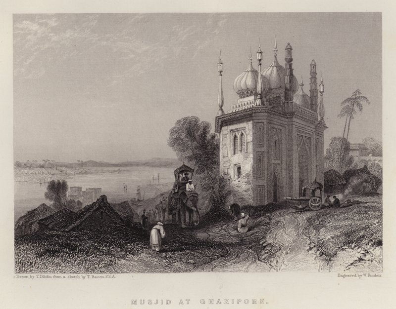 Musjid at Ghazipore (colour litho) द्वारा थॉमस कॉलमैन डिबिन