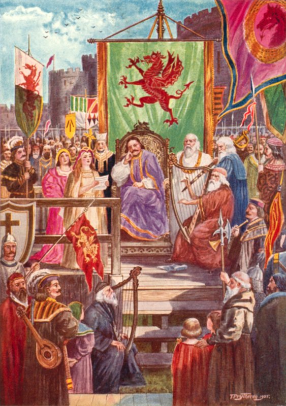Rhys एपी Gruffydd पहले Eisteddfod, कार्डिगन कैसल, वेल्स में अध्यक्षता द्वारा थॉमस प्राइथर