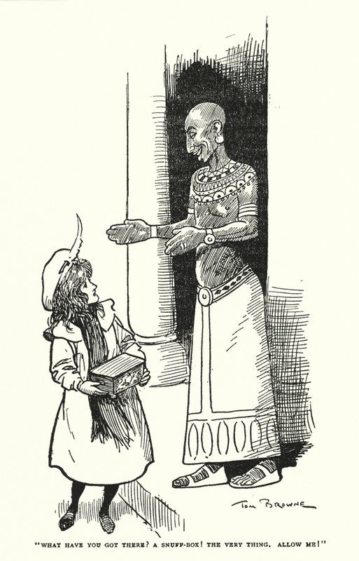 "तुम्हें वहाँ क्या मिला है? एक सूंघने का डिब्बा! वही बात, मुझे अनुमति दें!" (लिथो) द्वारा टॉम ब्राउन