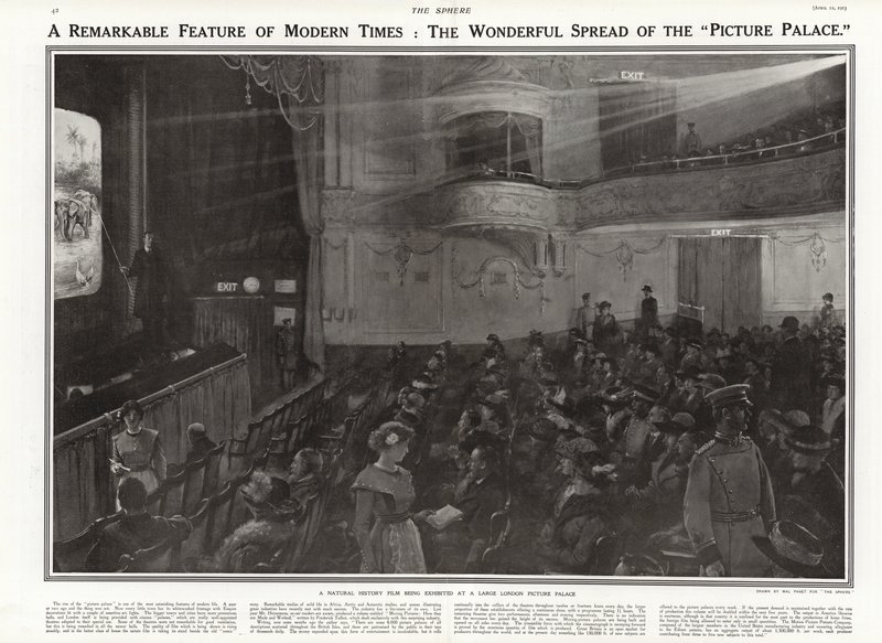 1913 में लंदन के एक पिक्चर पैलेस में एक प्राकृतिक इतिहास फिल्म प्रदर्शित की गई द्वारा वाल्टर स्टेनली पेजेट