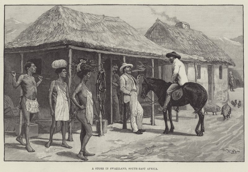 दक्षिण-पूर्वी अफ्रीका के स्वाज़ीलैंड में एक स्टोर द्वारा विलियम बार्न्स ऊन