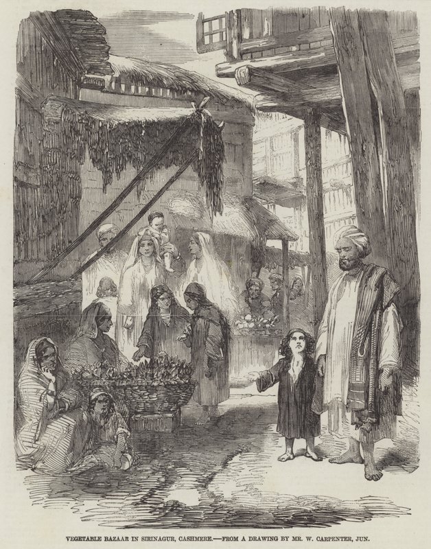 Vegetable Bazaar in Sirinagur, Cashmere  द्वारा विलियम बढ़ई