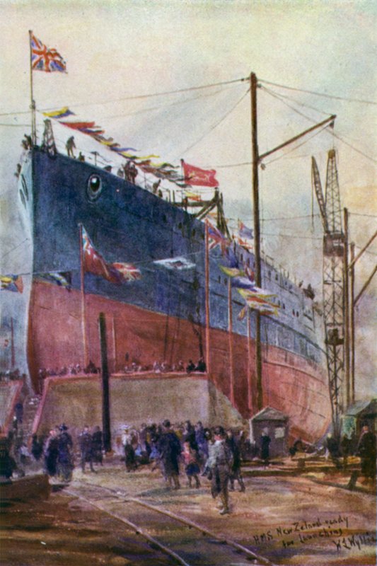स्टॉक पर लड़ाई क्रूजर "न्यूजीलैंड", 1912 द्वारा विलियम लियोनेल वायली