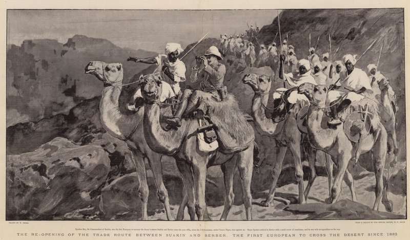 सुकिन और बर्बर के बीच व्यापार मार्ग का पुनः उद्घाटन, 1883 के बाद से रेगिस्तान को पार करने वाला पहला यूरोपीय द्वारा विलियम स्मॉल