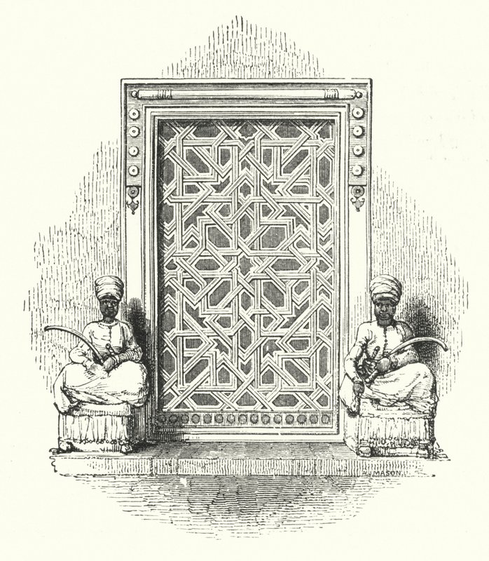 अला-एड-दीन के दरवाजे पर दो किन्नर (उत्कीर्णन) द्वारा विलियम (बाद) हार्वे