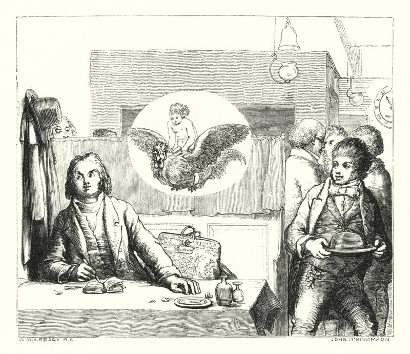 विल वाटरप्रूफ का गेय एकालाप, मुर्गा पर बनाया गया (उत्कीर्णन) द्वारा विलियम (बाद में) पहले से ही
