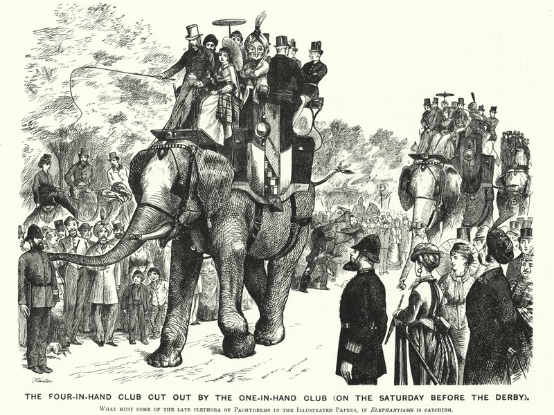 पंच कार्टून: वन-इन-हैंड क्लब द्वारा फोर-इन-हैंड क्लब कट आउट (शनिवार को डर्बी से पहले) (उत्कीर्णन) द्वारा विलियम (बाद) राल्स्टन