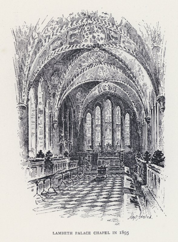 1895 में लैम्बेथ पैलेस चैपल (उत्कीर्णन) द्वारा विलियम अलेक्जेंडर Ansted