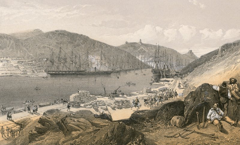 मई 1855 में बालाक्वाव ने रजाई और शिपिंग की स्थिति दिखाई द्वारा विलियम क्रीमिया सिम्पसन