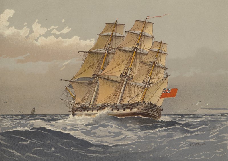 38-गन फ्रिगेट, लगभग 1770 द्वारा विलियम फ्रेडरिक मिशेल