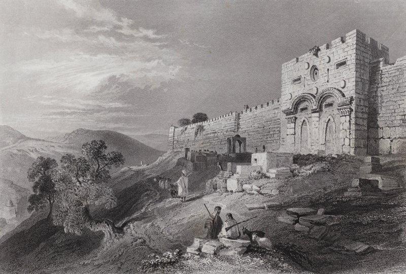 गोल्डन गेट, जेरूसलम (उत्कीर्णन) द्वारा विलियम एच। बार्टलेट