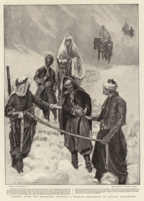 नरसंहार के बाद आर्मेनिया, बैकशीश की मांग करने के लिए एक शादी के जुलूस को रोकते हुए द्वारा विलियम हैथेरेल्ल