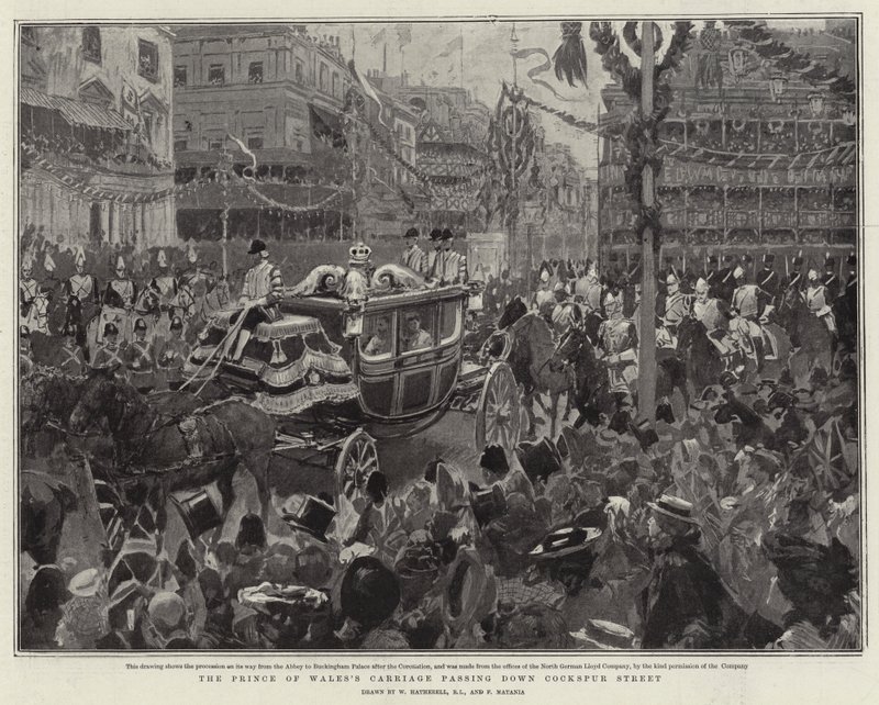 वेल्स की गाड़ी का राजकुमार लंडन स्ट्रीट से गुजर रहा है द्वारा विलियम हैथेरेल्ल