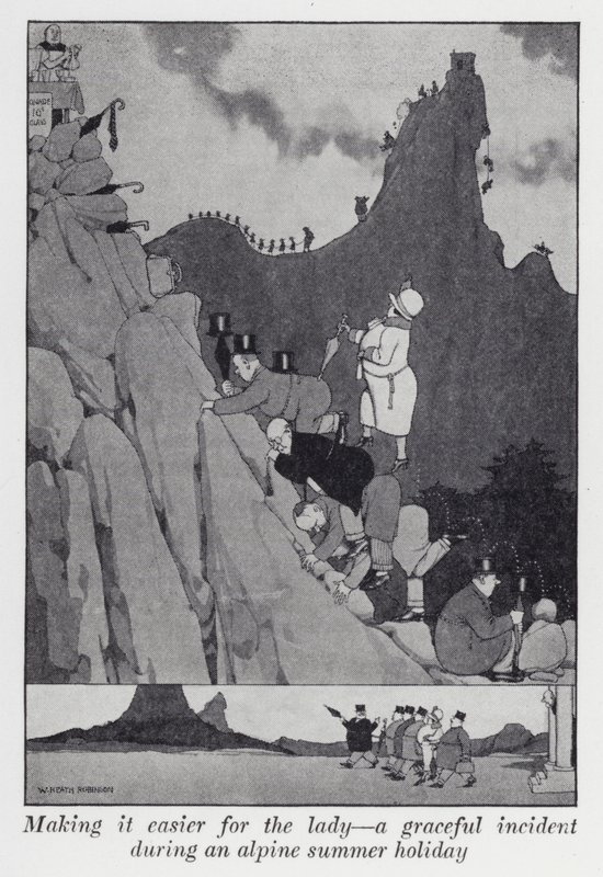 महिला के लिए इसे आसान बनाना, अल्पाइन गर्मी की छुट्टी (लिथो) के दौरान एक सुंदर घटना द्वारा विलियम हीथ रॉबिन्सन