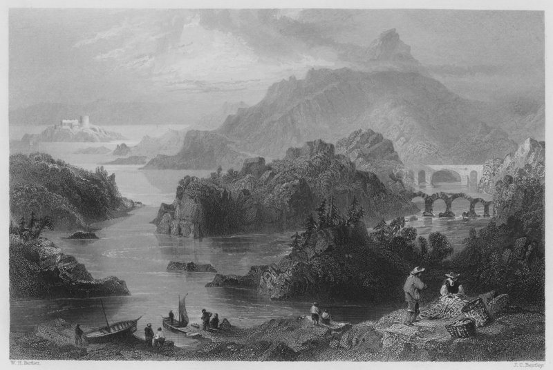 क्रॉमुएल ब्रिज, ग्लेनगारिफ (उत्कीर्णन) द्वारा विलियम हेनरी (बाद) बार्टलेट