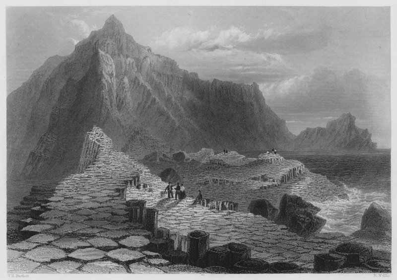 जायंट्स कॉज़वे पर दृश्य, काउंटी एंट्रीम (उत्कीर्णन) द्वारा विलियम हेनरी (बाद) बार्टलेट