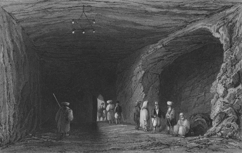 माउंट कार्मेल में पैगंबर के स्कूल की गुफा द्वारा विलियम हेनरी बार्टलेट