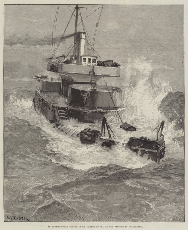 एक प्रायोगिक क्रूज, HMS Hecate at Sea अपने हेलेगोलैंड के मार्ग पर द्वारा विलियम हेशम ओवरेंड