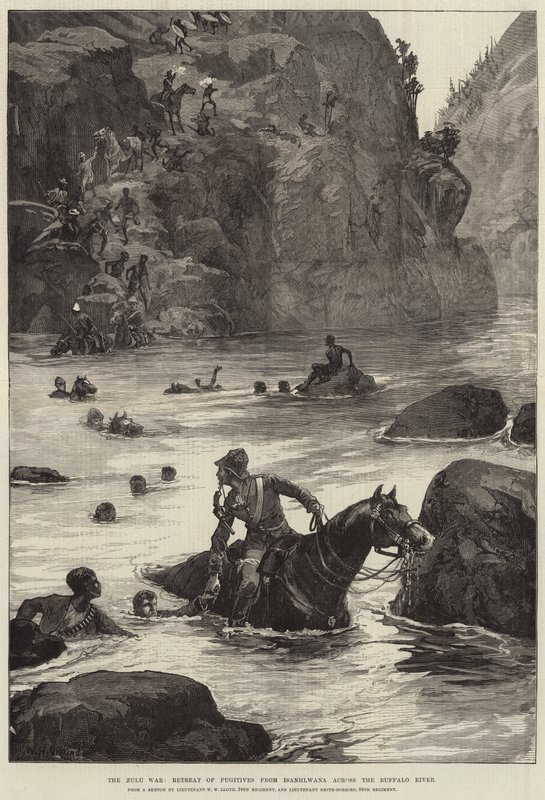 द जुलू युद्ध, बफ़ेलो नदी के पार इश्नलहवाना से भगोड़ों की वापसी द्वारा विलियम हेशम ओवरेंड
