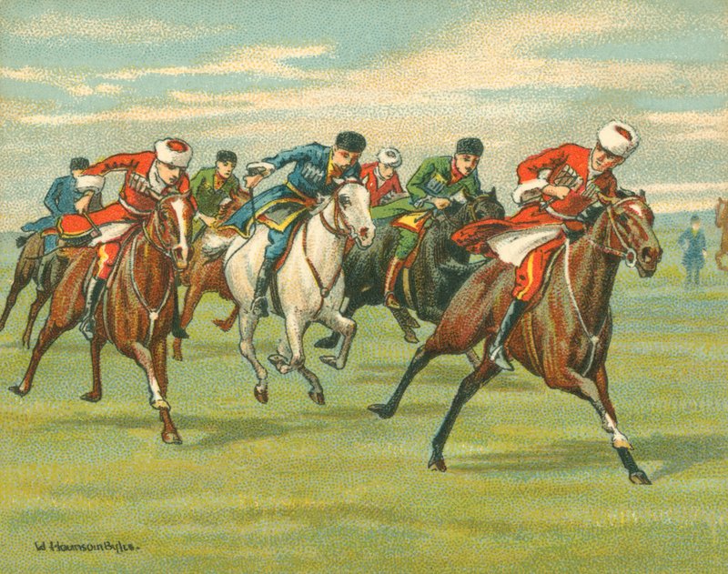 दौड़ ऐतिहासिक और आधुनिक, Cossack घुड़दौड़ (क्रोमोलिथो) द्वारा विलियम हौंसम बाइल्स