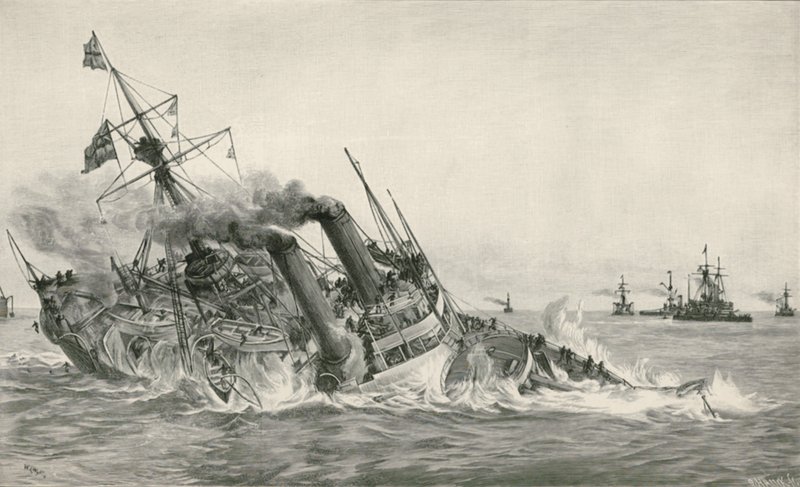 HMS कैम्परडाउन के साथ टकराव के बाद एचएमएस विक्टोरिया का डूबना द्वारा विलियम लियोनेल वायली