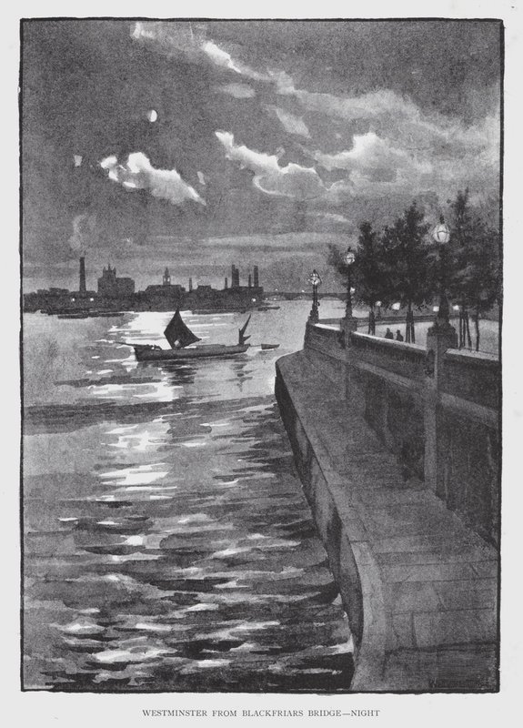 Blackfriars Bridge, रात (लिथो) से वेस्टमिंस्टर द्वारा विलियम लुकर