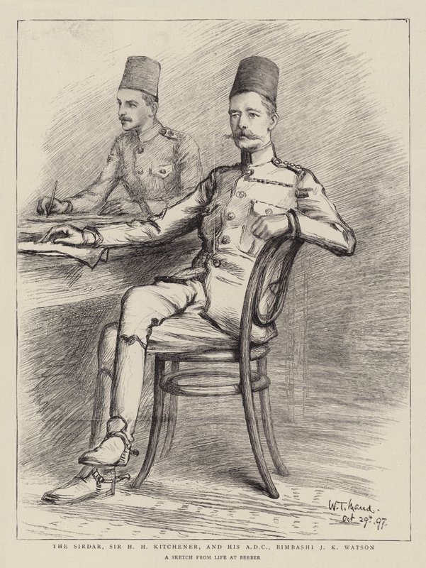 सिरदार, सर एचएच किचनर, और उनके एडीसी, बिंबशी जेके वॉटसन द्वारा विलियम टी। मौड