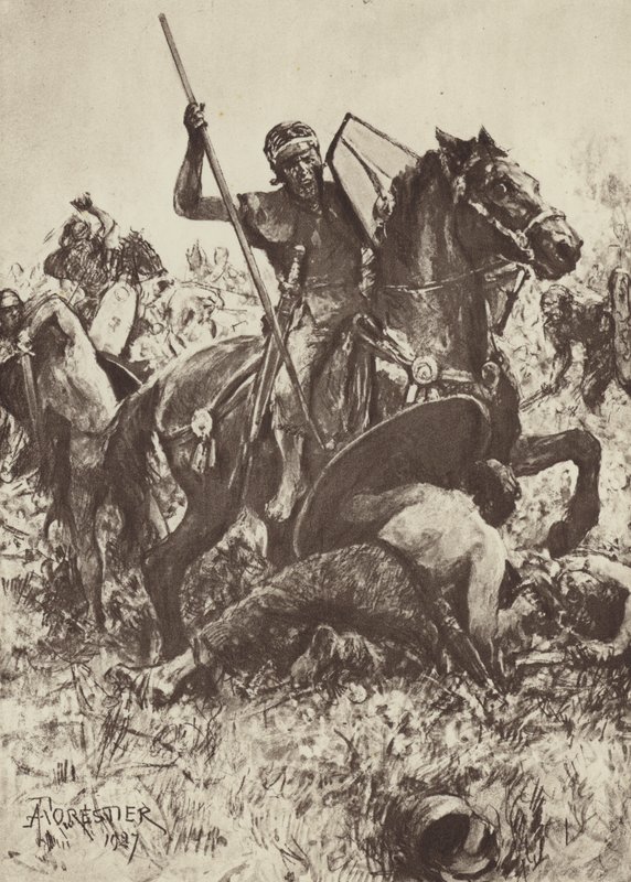 जर्मन आदिवासियों पर हमला करने वाला सहायक कैवेलरी द्वारा Amedee Forestier के बाद