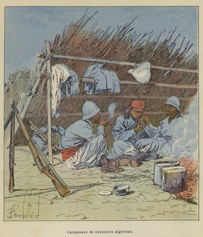 अल्जीरियाई tirailleurs शिविर द्वारा लुई चार्ल्स बम के बाद