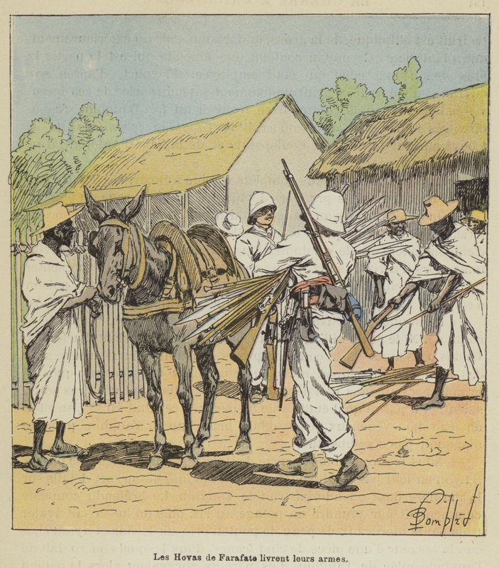 फ़राफ़ेट के होवा अपने हथियार वितरित करते हैं द्वारा लुई चार्ल्स बम के बाद