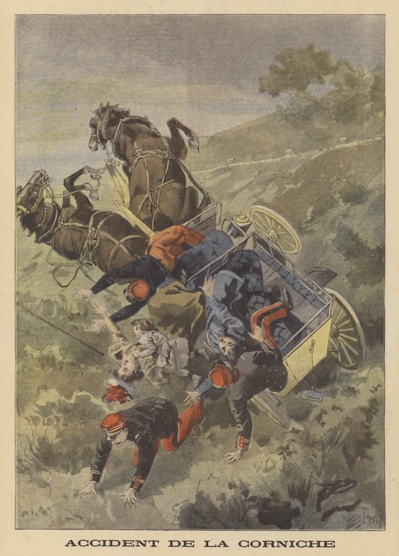 एज़ और ला टर्बी के बीच कॉर्निश पर गाड़ी दुर्घटना द्वारा ओसवाल्डो टोफानी के बाद