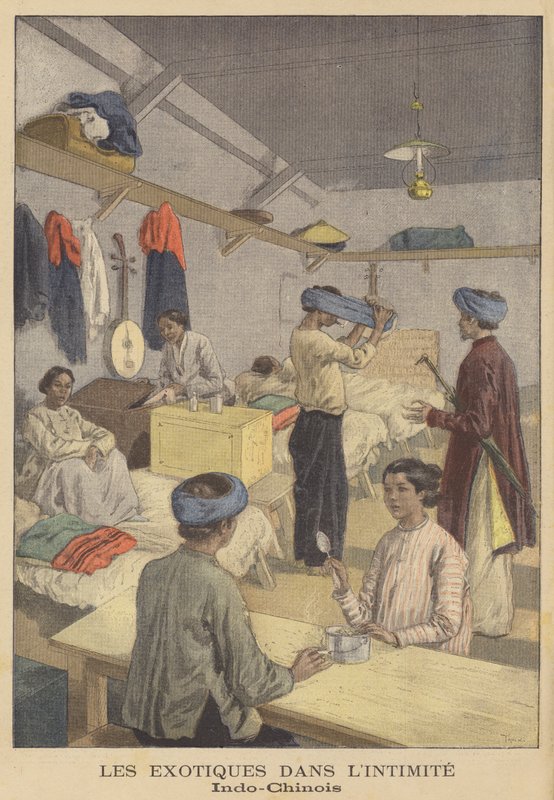 पेरिस में 1900 के प्रदर्शनी यूनिवर्स में अपने आवास में फ्रांसीसी इंडोचाइना के लोग द्वारा ओसवाल्डो टोफानी के बाद