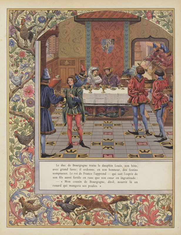 ड्यूक ऑफ बरगंडी लुई, फ्रांस के दौफिन (रंगीन लिथो) के लिए एक शानदार दावत प्रदान करता है द्वारा Onfray de Breville जाक जॉब के लिए छद्म नाम